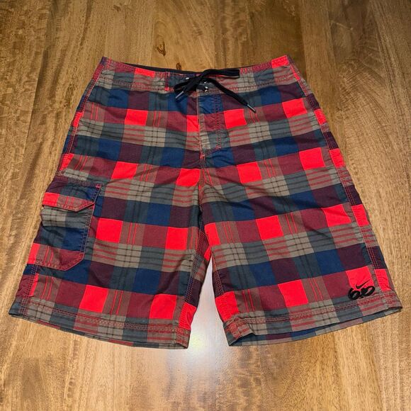 Nike 6.0 Plaid Cargo Board Shorts Men’s Size 32 M Multicolor Surf Skate Style - Picture 1 of 9